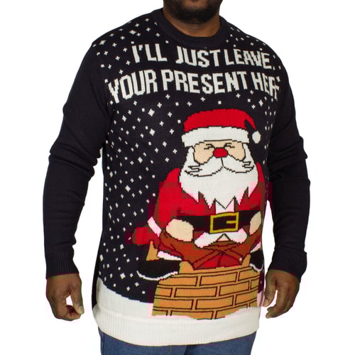 D555 Santa's Present Christmas Jumper Navy