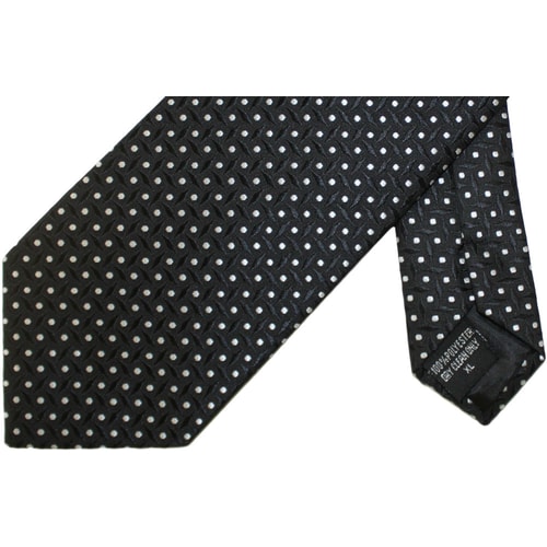 Knightsbridge Extra Long Polka Dot Squares Tie Black