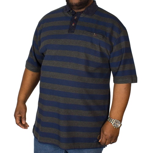 KAM Corduroy Trim Collar Polo Navy