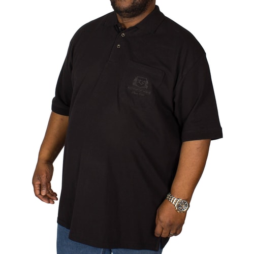 KAM Embroidered Pocket Polo Shirt Black