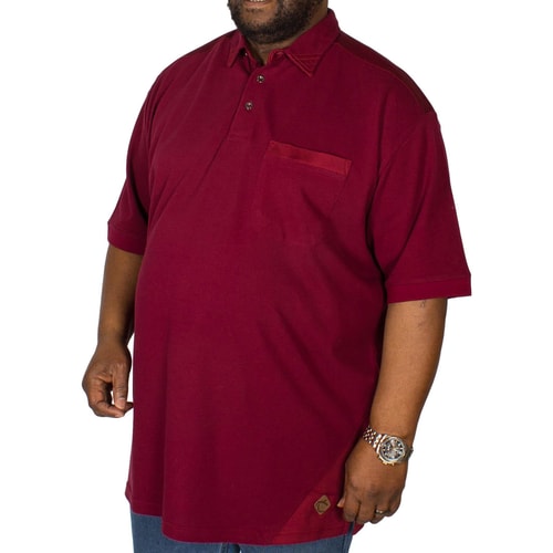 KAM Plain Polo Stripe Detail Burgundy