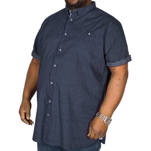 D555 Republic Micro Line Geometric Print Shirt Navy