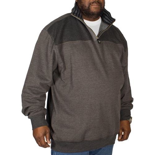 KAM Quarter Zip Canvas Sweater Charcoal