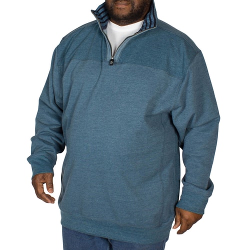 KAM Quarter Zip Canvas Sweater Denim