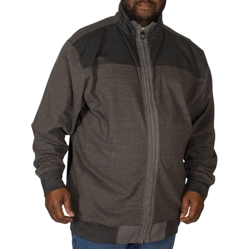 KAM Full Zip Canvas Sweater Charcoal