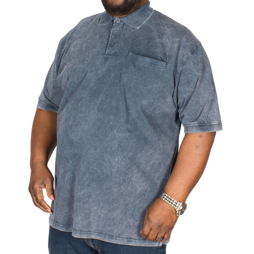 KAM Acid Wash Polo Shirt Navy