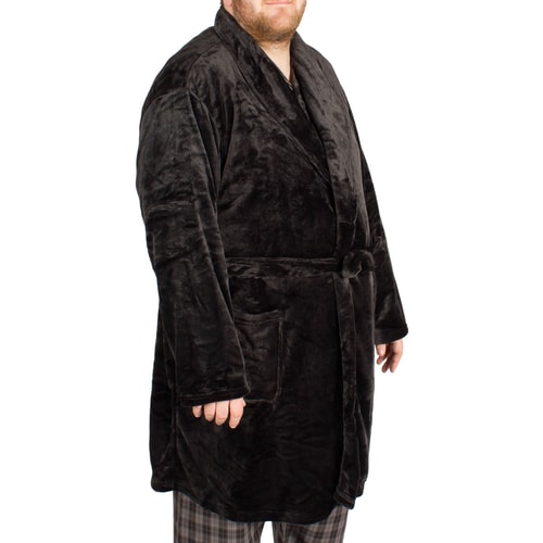 Pierre Roche Fleece Dressing Gown Black