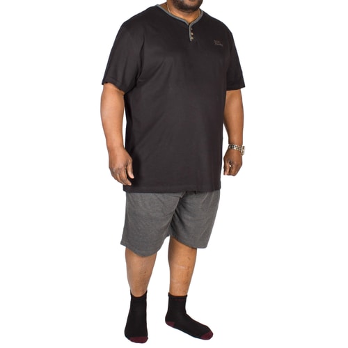 D555 Diamond Granddad Pyjamas Black/Charcoal