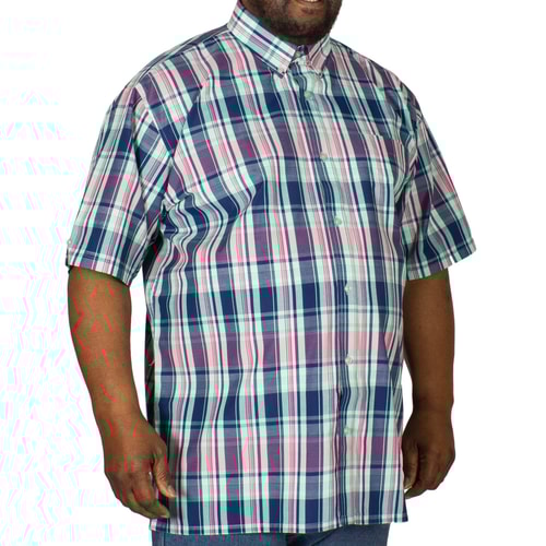 Espionage Check Short Sleeve Shirt Navy/Mint/Pink