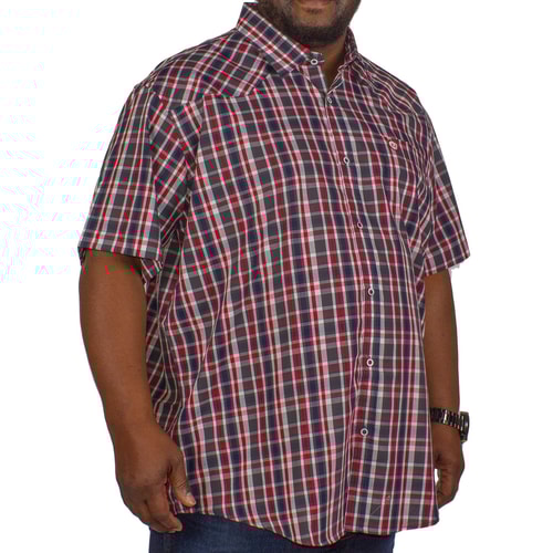 KAM Short Sleeve Check Shirt Red