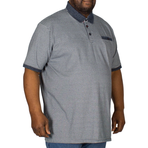 D555 Tyrone Stripe Polo Shirt Denim