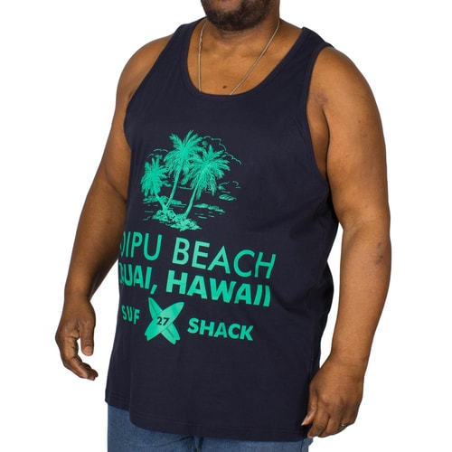 KAM Hawaii Printed Vest Navy