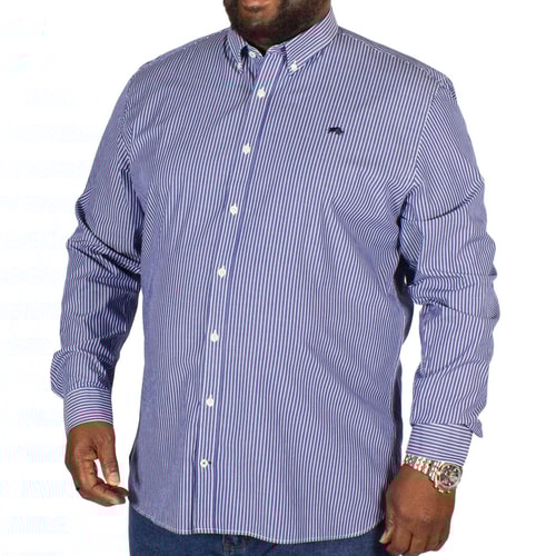 Raging Bull Bengal Stripe Long Sleeve Shirt Blue