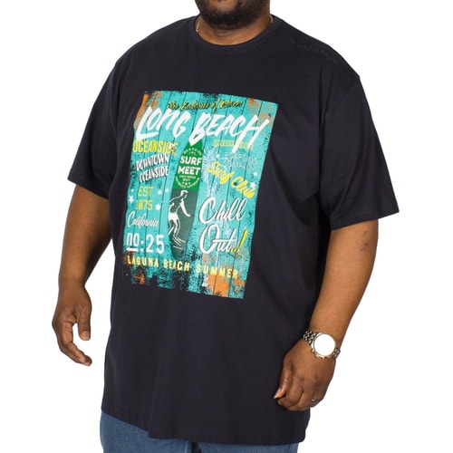 Espionage Long Beach Printed T-Shirt Navy