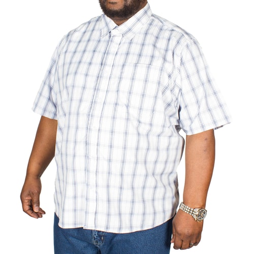 Pierre Roche Short Sleeve Check Shirt White