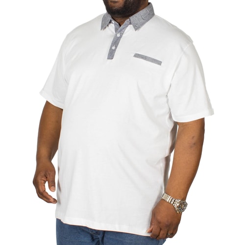 Bigdude Contrast Jersey Polo Shirt White