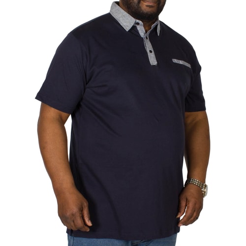 Bigdude Contrast Jersey Polo Shirt Navy Tall