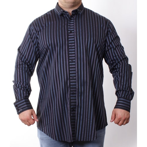 Life & Limb Dark Navy Striped Contrast Shirt