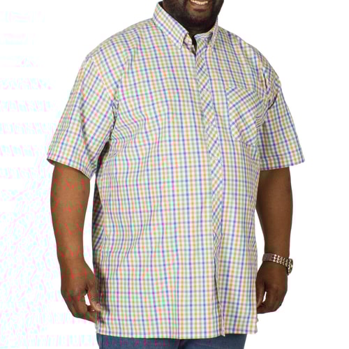 Espionage Short Sleeve Check Shirt Blue/Peach