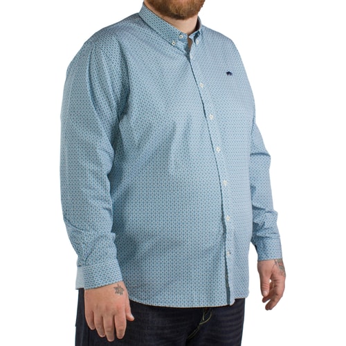 Raging Bull Long Sleeved Ditzy Floral Shirt- Petrol