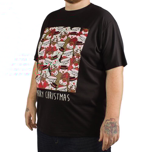 Espionage Merry Christmas Print T-Shirt Black