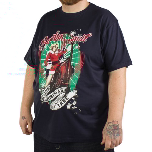 Espionage Rockin' Christmas Print T-Shirt Navy