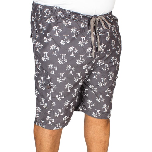 KAM Palm Print Swim Shorts Charcoal