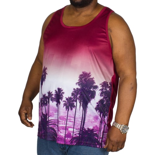 KAM Palm Tree Sunset Vest Burgundy
