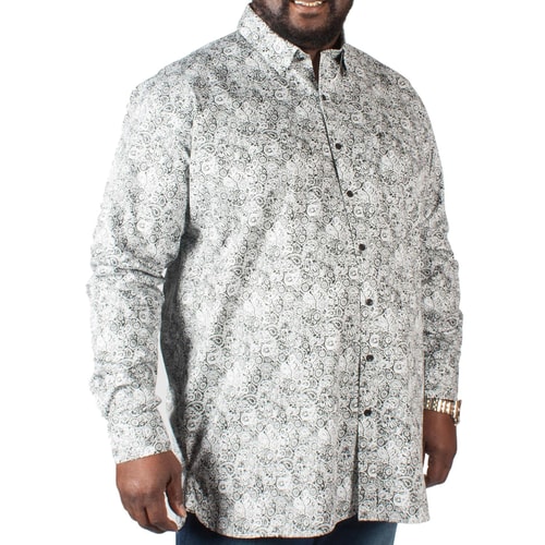 Espionage Long Sleeved Paisley Print Shirt Black