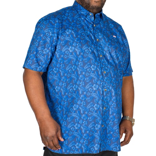 Raging Bull Hibiscus Print Shirt Navy
