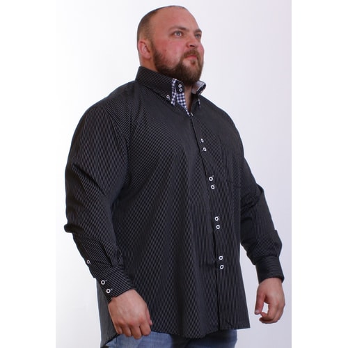 Cotton Valley Black Long Sleeve Pinstripe Shirt