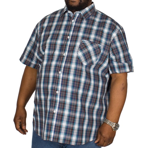 KAM Check Short Sleeved Shirt Blue/Teal