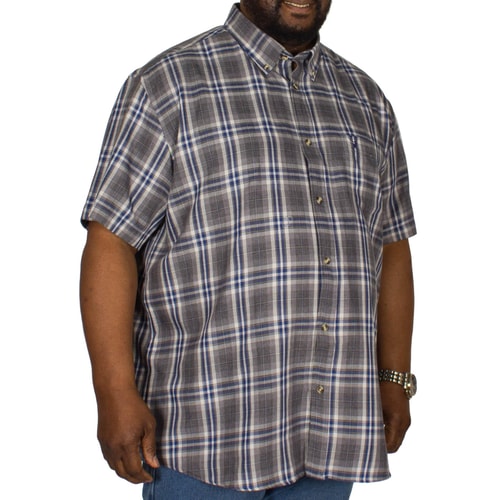 KAM Short Sleeve Flannel Shirt Grey