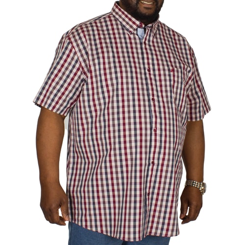 KAM Short Sleeve Retro Check Shirt Rose