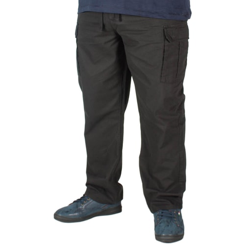 KAM Elasticated Waist Cargo Trousers Black