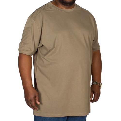 D555 Callum Ribbed Panelled Biker T-shirt Khaki