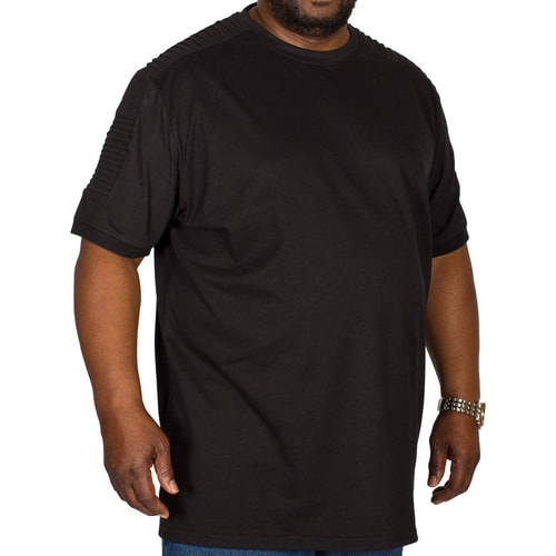 D555 Callum Ribbed Panelled Biker T-shirt Black