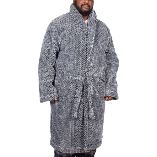 Espionage Luxury Deep Pile Dressing Gown Black/Grey