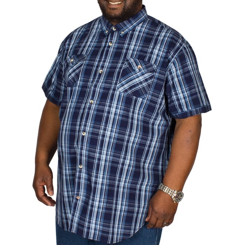 D555 Safford Short Sleeve Check Shirt Navy