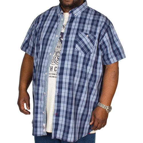 D555 Genoa Short Sleeve Shirt & T-shirt Combo Blue