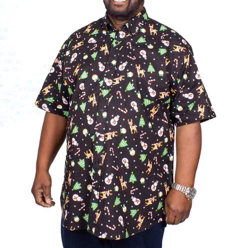 Espionage All Over Christmas Print Short Sleeve Shirt