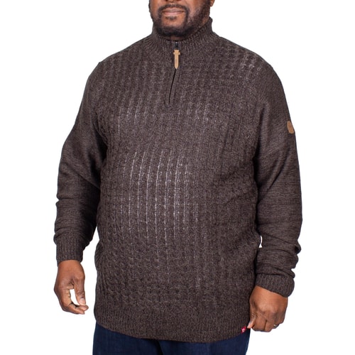 D555 Louie Cable Knit Zipper Neck Sweater Black Twist