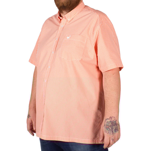 Bigdude Short Sleeve Orange Gingham Check Shirt
