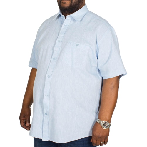 Cotton Valley Linen Mix Short Sleeve Shirt Blue