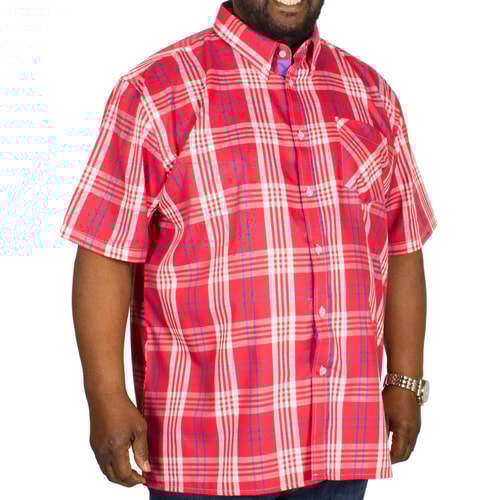 KAM Check Short Sleeved Shirt Red/White