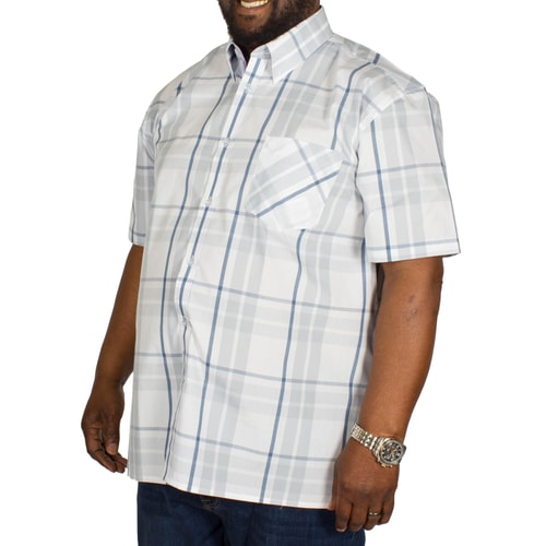 KAM Check Short Sleeved Shirt Grey