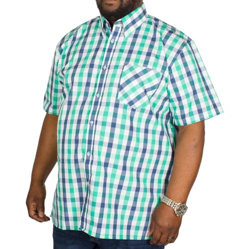 KAM Check Short Sleeved Shirt Green/Navy
