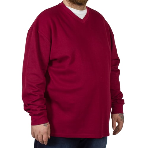 D555 Bliss Burgundy French Rib Layered V-Neck Jumper