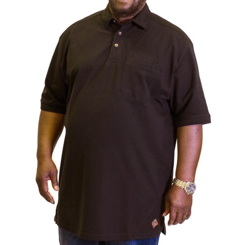 KAM Plain Polo Stripe Detail Black