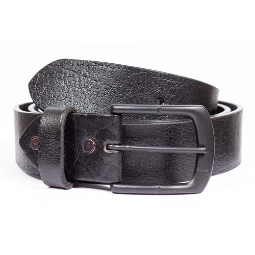 Brondon Leather Matte Buckle Belt Black
